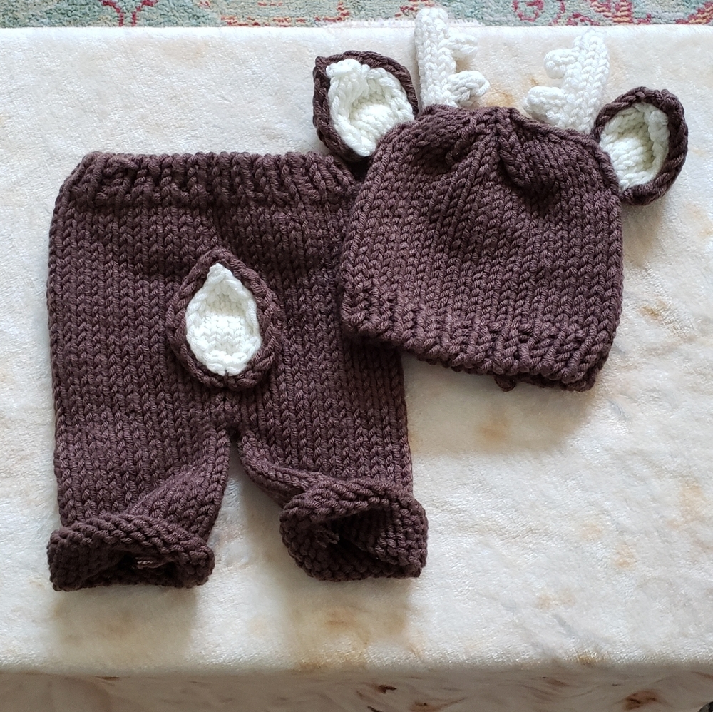 Handmade Newborn Baby Deer Outfit Pants and Hat